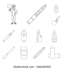 Isolated object of nicotine and filter symbol. Set of nicotine and pipe stock symbol for web.