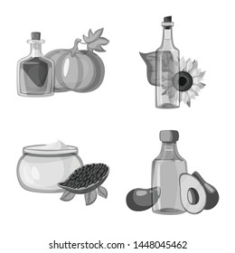 Isolated object of nutrition and organics symbol. Set of nutrition and glass stock vector illustration.