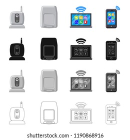 Isolated object of office and house icon. Collection of office and system stock symbol for web.