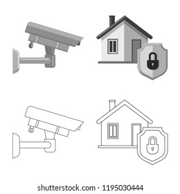 Isolated object of office and house sign. Collection of office and system stock symbol for web.