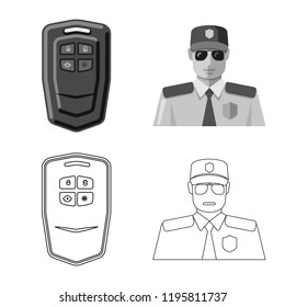 Isolated object of office and house sign. Set of office and system vector icon for stock.