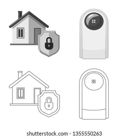 Isolated object of office and house sign. Set of office and system vector icon for stock.