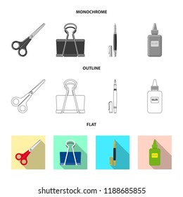 Isolated object of office and supply icon. Set of office and school stock symbol for web.