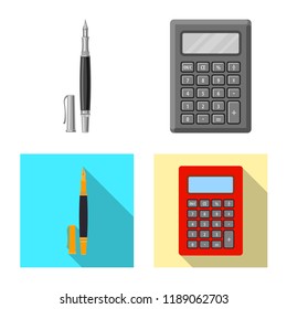 Isolated object of office and supply icon. Set of office and school vector icon for stock.