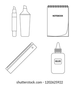 Isolated object of office and supply icon. Set of office and school vector icon for stock.