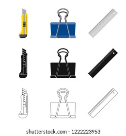 Isolated object of office and supply icon. Collection of office and school stock vector illustration.
