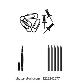 Isolated object of office and supply icon. Set of office and school stock vector illustration.