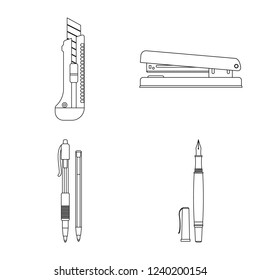 Isolated object of office and supply icon. Set of office and school stock vector illustration.
