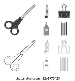 Isolated object of office and supply icon. Set of office and school stock symbol for web.