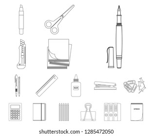 Isolated object of office and supply icon. Set of office and school vector icon for stock.