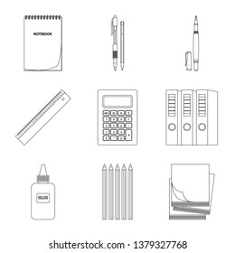 Isolated object of office and supply icon. Set of office and school vector icon for stock.