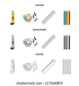 Isolated object of office and supply logo. Collection of office and school vector icon for stock.