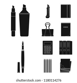 Isolated object of office and supply logo. Set of office and school vector icon for stock.