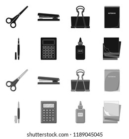 Isolated object of office and supply logo. Set of office and school stock symbol for web.