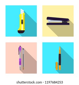 Isolated object of office and supply logo. Collection of office and school stock vector illustration.