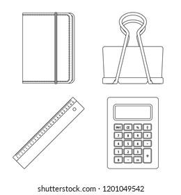 Isolated object of office and supply logo. Collection of office and school stock vector illustration.