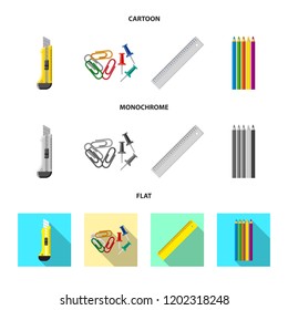 Isolated object of office and supply logo. Collection of office and school stock symbol for web.