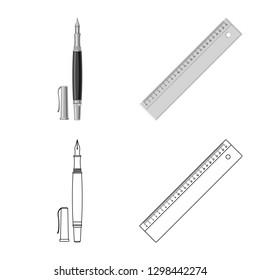 Isolated object of office and supply logo. Collection of office and school stock vector illustration.