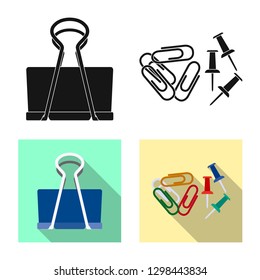 Isolated object of office and supply logo. Collection of office and school stock vector illustration.