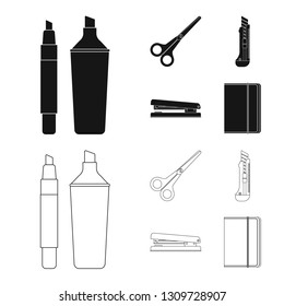 Isolated object of office and supply logo. Set of office and school stock vector illustration.