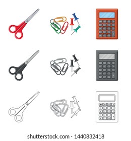 Isolated object of office and supply logo. Collection of office and school stock symbol for web.