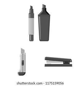 Isolated object of office and supply sign. Set of office and school stock vector illustration.