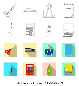 Isolated object of office and supply sign. Set of office and school vector icon for stock.