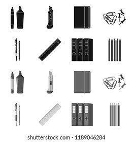 Isolated object of office and supply sign. Collection of office and school vector icon for stock.