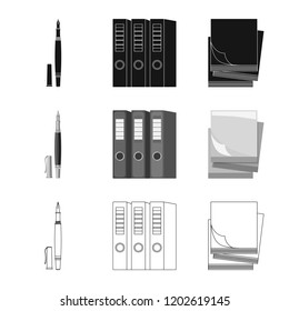 Isolated object of office and supply sign. Set of office and school stock symbol for web.
