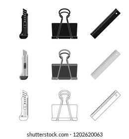 Isolated object of office and supply sign. Set of office and school vector icon for stock.