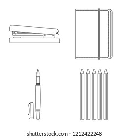 Isolated object of office and supply sign. Collection of office and school vector icon for stock.