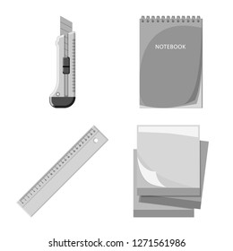 Isolated object of office and supply sign. Collection of office and school stock symbol for web.