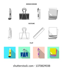 Isolated object of office and supply sign. Collection of office and school vector icon for stock.