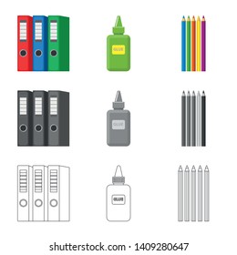 Isolated object of office and supply sign. Collection of office and school stock vector illustration.