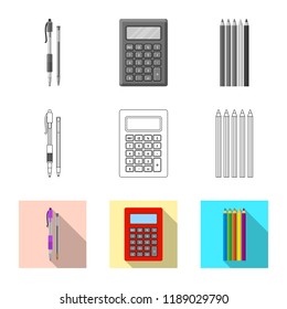 Isolated object of office and supply symbol. Set of office and school stock symbol for web.