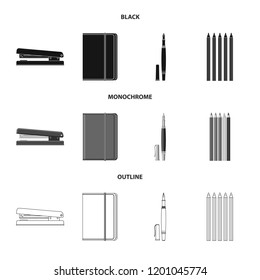 Isolated object of office and supply symbol. Collection of office and school stock vector illustration.