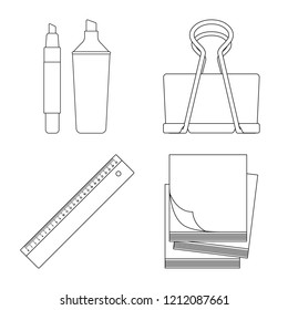 Isolated object of office and supply symbol. Set of office and school vector icon for stock.