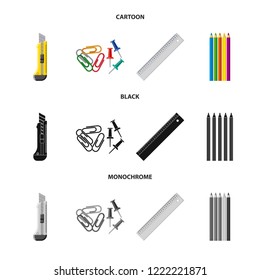 Isolated object of office and supply symbol. Set of office and school stock symbol for web.
