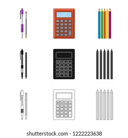 Isolated object of office and supply symbol. Set of office and school stock vector illustration.
