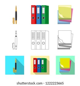 Isolated object of office and supply symbol. Collection of office and school stock vector illustration.