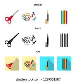 Isolated object of office and supply symbol. Collection of office and school stock symbol for web.
