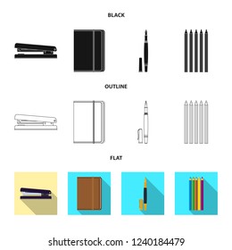 Isolated object of office and supply symbol. Collection of office and school stock vector illustration.