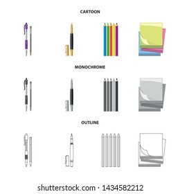 Isolated object of office and supply symbol. Collection of office and school stock symbol for web.