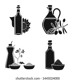 Isolated object of oil and agriculture symbol. Collection of oil and glass stock vector illustration.
