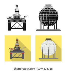 Isolated object of oil and gas icon. Collection of oil and petrol stock symbol for web.