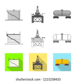 Isolated object of oil and gas icon. Set of oil and petrol stock vector illustration.