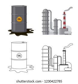 Isolated object of oil and gas icon. Set of oil and petrol stock symbol for web.