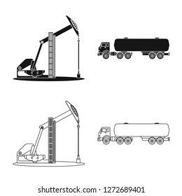 Isolated object of oil and gas icon. Collection of oil and petrol stock vector illustration.