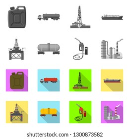 Isolated object of oil and gas icon. Set of oil and petrol stock symbol for web.