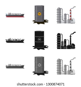 Isolated object of oil and gas icon. Set of oil and petrol stock vector illustration.